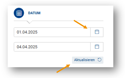 Screenshot Datum-Filter