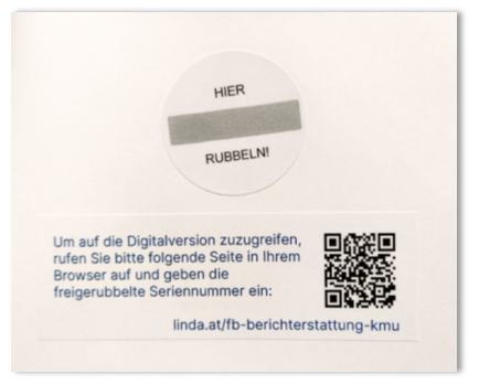 Sticker mit QR-Code und Link.