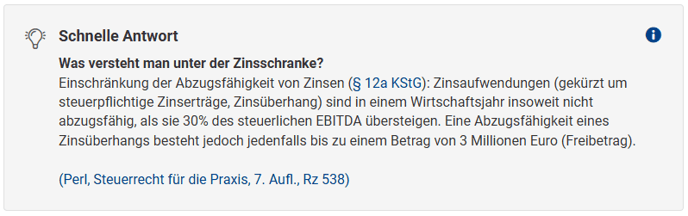 Screenshot Beispiel Schnelle Antwort