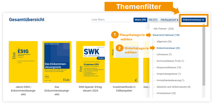 Screenshot Themenfilter