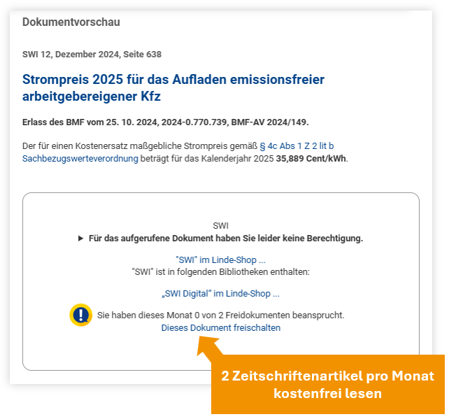 Screenshot Anzeige Zeitschriftenartikel kostenfrei lesen