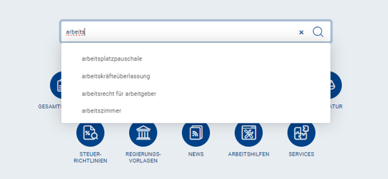 Screenshot Autovervollständigung Autosuggest